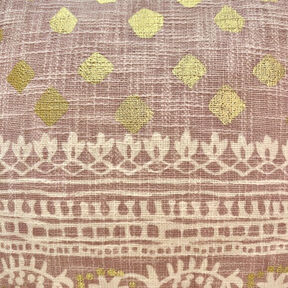 Anthropologie Tasselled Throw Pillow - Pink, Cream and Gold, Reversible - Picture 4 of 4